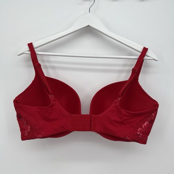 Victoria's Secret Bright Red Soft Pushup Bra Metallic Lace Size 38DD - Picture 5 of 9